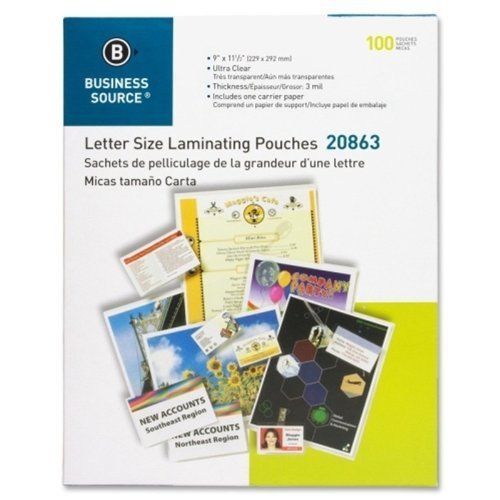 Business Source Letter-size Laminating Pouch - 9&#034; Width X 11.50&#034; (bsn20863)