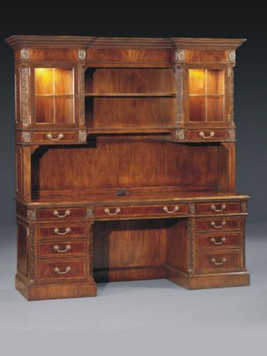Finest Credenza Bookcase Swirl Mahogany Formal Executive Office MSRP $9000