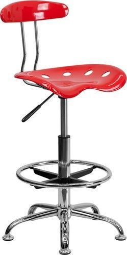 Vibrant Cherry Tomato &amp; Chrome Drafting Stool Tractor Seat - Kid&#039;s Office Chair