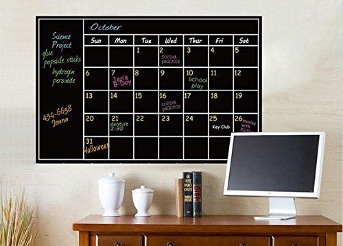 Chalkboard calendar wall sticker blackboard dry erase self adhesive room decal for sale