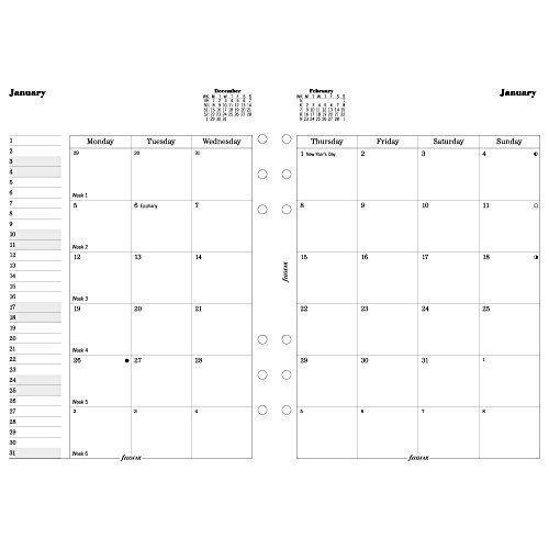 Filofax Month to View Refill for 2015 A5 Size Calendar, White (C68510-15)