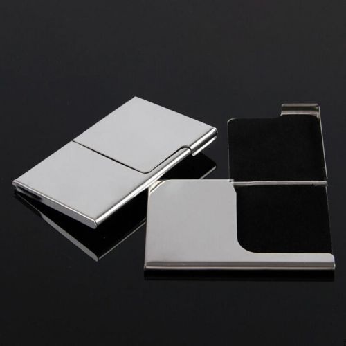 Stainless steel business card holder shiny credit id card wallet case purse for sale