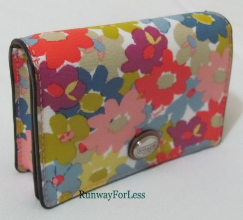 New COACH F60257 Peyton Floral Flower Business Credit Card Case ID Holder Wallet