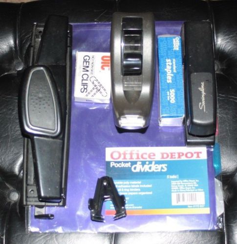 Home Office Starter Kit w/Stapler-Tape Disp-3 Hole Punch-Staples-Tape-Clips
