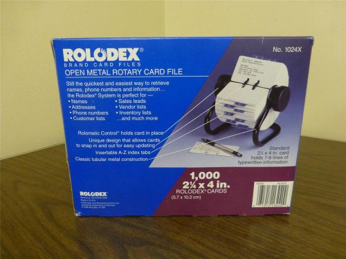 Vintage Rolodex Open Metal Rotary Card File Black 1024X w/Cards