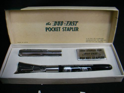 VINTAGE DUO FAST FOUNTAIN PEN STYLE POCKET STAPLER with STAPLES