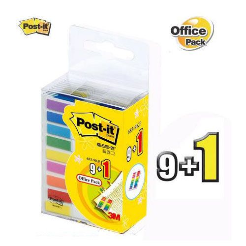 3M Post-it Flag Office 9+1 Pack 683-9KP Bookmark Point Sticky Note Index Tabs