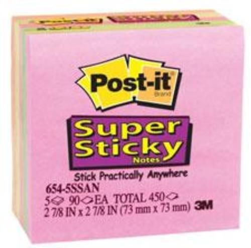 Post-it Assorted Neon 3&#039;&#039;x3&#039;&#039; 5 pad pack