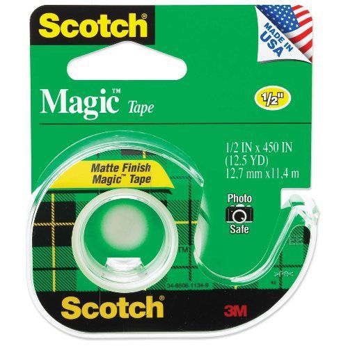 Scotch Magic Tape Dispenser Matte Finish Offices Home School 1/2 x 450 Inches
