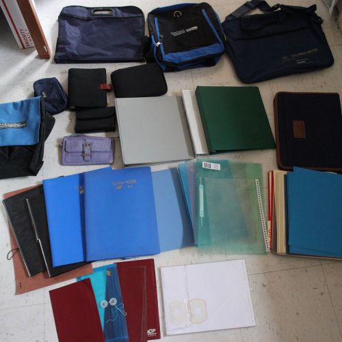Large Lot of Office Supplies - Binder Clear Book Note Pad Fabric Cases Purses