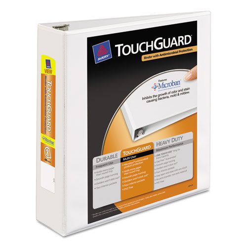 Touchguard Antimicrobial View Binder with Slant Rings, 2&#034; Capacity, White