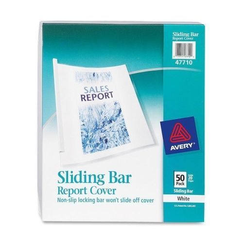 Avery Non-Slip Sliding Bar Report Cover -0.13&#034;Folder -White,Clear -37/Bx