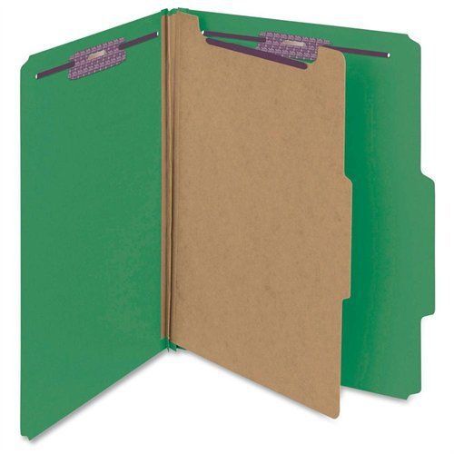 Smead 13733 Green Colored Pressboard Classification Folders With Safeshield