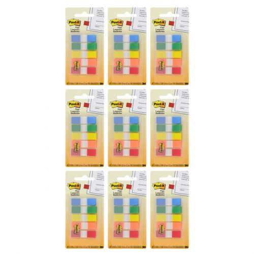 Post-it Flags, 1/2-Inch,  Assorted Colors, 100 Flags per Dispenser, 9/Packs
