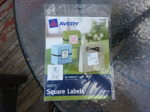 ONE PACK OF AVERY WHITE SQUARE LABELS - 36 LABELS/3 SHEETS