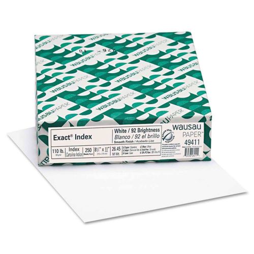 Neenah Paper Index Card Stock, 92 Brightness, 110 lb, Letter, White, 250 Sheets