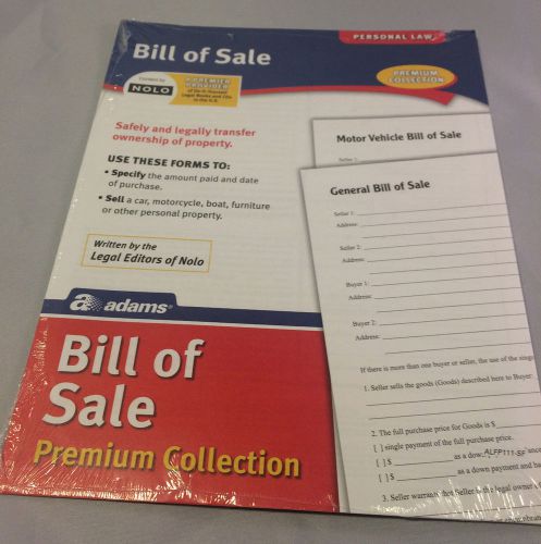 Adams Bill of Sale Forms Pack safely and legally transfer ownership of property