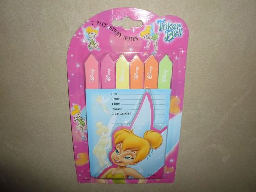 Pack Of 7 Disney Tinker Bell Sticky Notes &amp; 1 Message Note Pad, NEW IN PACKAGE!!