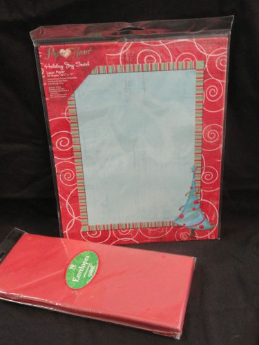 Holiday Joy Swirl /Tree Paper (8 1/2x 11) &amp; Red Envelopes