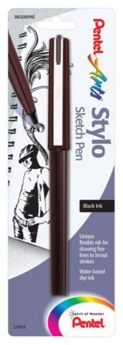 Pentel Arts Stylo Sketch Pen Black Ink 1 Pack Carded