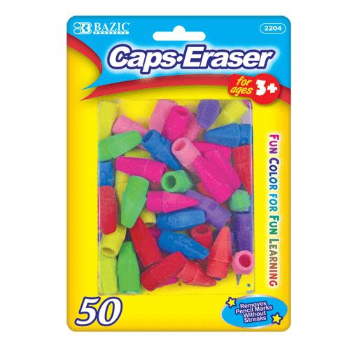 50 pcs/pack BAZIC Eraser Top Assorted color Fast ship from USA #2204