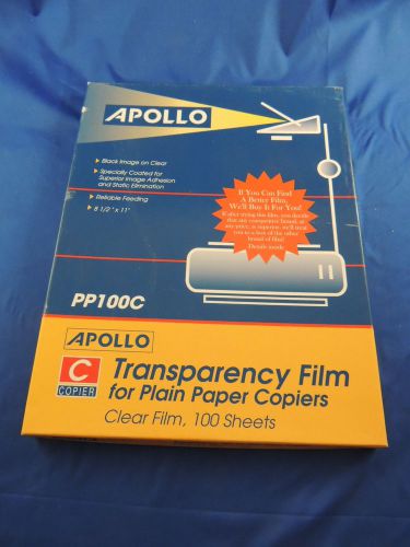 Apollo PP100C Transparency Film For Plain Paper Copiers Clear Film 100 Sheets