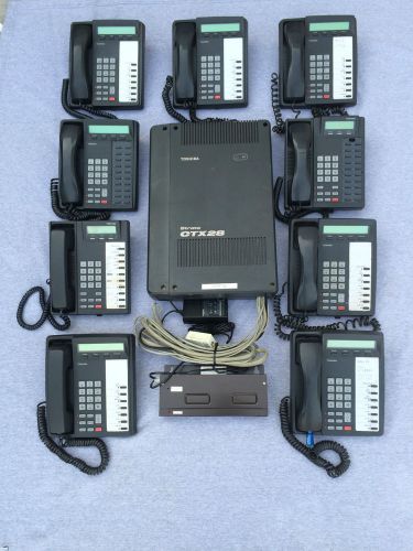 Complete Toshiba Strata CTX28 3 Line 8 Port Telephone System Voicemail  9 Phones