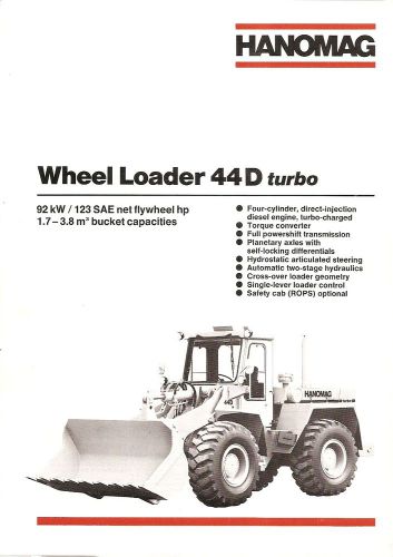 Equipment brochure - hanomag - 44d turbo - wheel loader - 1984 (e1607) for sale