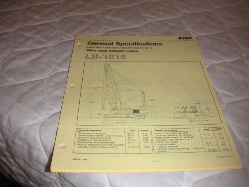 1980&#039;s link-belt model ls-1018 wire rope crawler crane sales brochure for sale