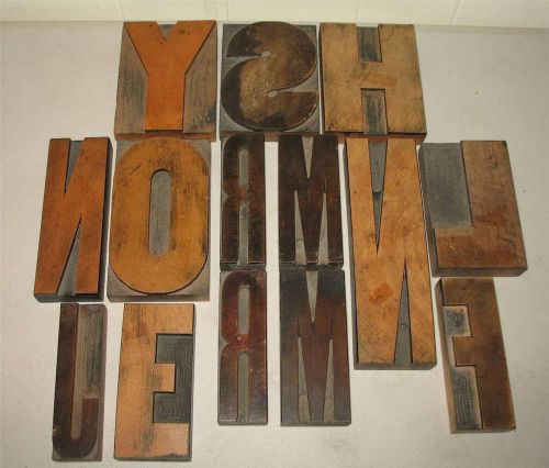 Vintage Lot Letterpress Wood Type 1 1/2 thru 3 3/4 inches Y S H N O R M L F E J