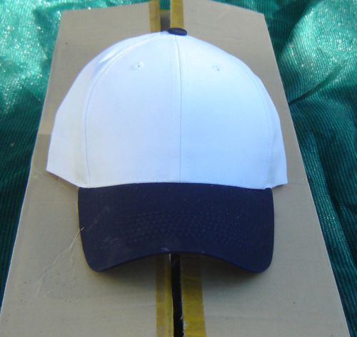 Dye Sublimation Blanks: 20 Baseball Caps - White with Navy Blue bill &amp; button