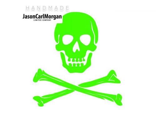 JCM® Iron On Applique Decal, Skull and Bones Neon Green