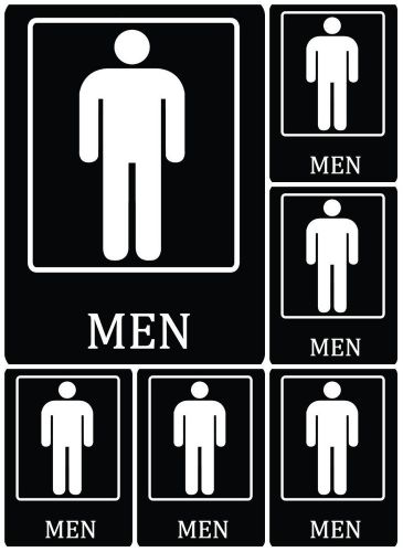 New High Quality Bathroom Sign 6  Pack Signs Black Restroom USA Made Wall s101