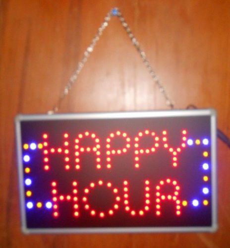 LIGHTED LED &#034;HAPPY HOUR&#034; SIGN 13&#034; X 8&#034;  W/ DRY ERASE BOARD ON BACK  NEW