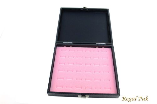 Black Half Size 2&#034;H Case W/ Locker With Pink Ring Foam (36 Rings)