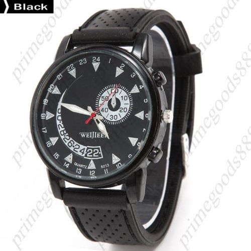 Fashion Silica Gel Big Round Quartz Analog Men&#039;s Wristwatch Free Shipping Black