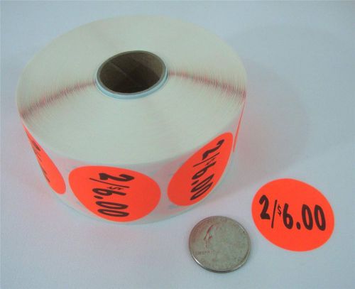 1000 Self-Adhesive 2/$6.00 Labels 1 3/8&#034; Stickers / Tags Retail Store Supplies
