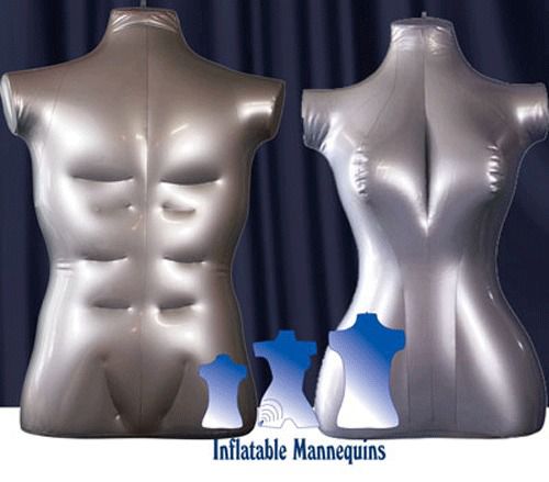 His &amp; her special - inflatable mannequin - torso forms large, silver for sale