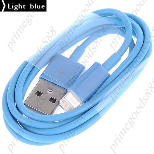 1M USB Male to 8 pin Lightning Round Cable Adapter Apple Free Shipping Blue