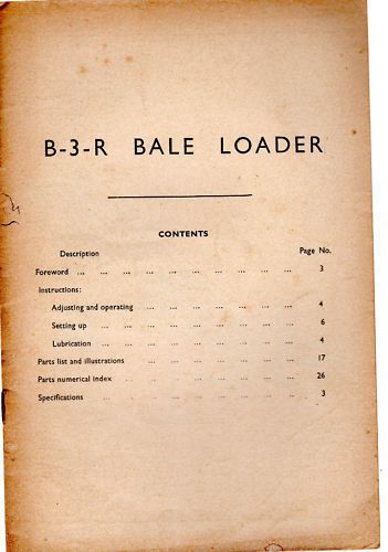 McCormick B-3-R Bale Loader Inst Part List 7930A