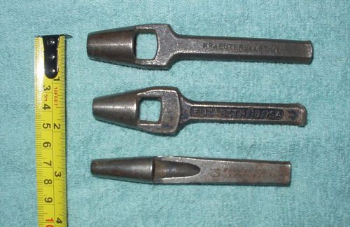VINTAGE LEATHER PUNCHES (3) – ROUND HOLE – 5/16”(#10), 3/8” &amp;1/2 ”