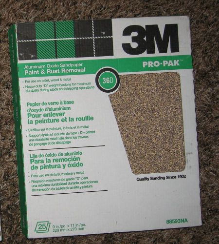 3M 36D Aluminum Oxide Sandpaper Box of 25 Sheets