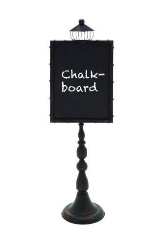 Antiqued Black Floorstanding Restaurant Menu Chalk Board Sign 45&#034; Plaque Post