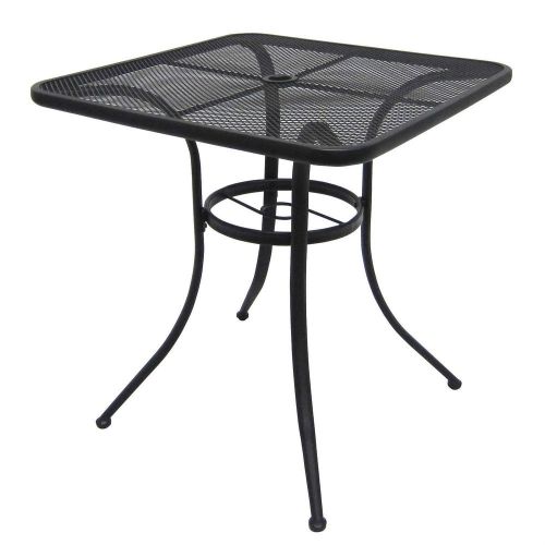Commercial wrought iron 28&#034; square mesh top outdoor bistro cafe patio deck table for sale