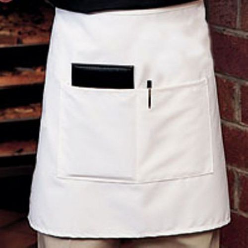 Fame fabric 81697 bistro apron, white, 19&#034;x28&#034; 65/35 poly cotton twill pocket for sale