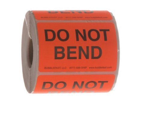 Do Not Bend  Roll of 500 3&#034; x 2&#034; Red Sticker Labels Free Shipping