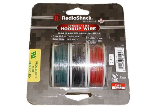 New radioshack 3 rolls of  25-ft. ul-recognized hookup wire (20 gauge) 278-1222 for sale
