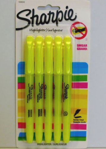 Sharpie Accent Pocket Style Highlighters, Chisel Tip, Yellow, 5/Pack