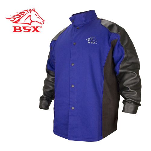 Revco bxrb9c/ps bsx welding jacket fr cotton blue with black pigskin sleeves for sale
