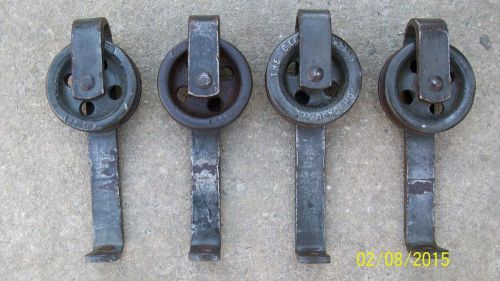 4 heavy duty barn door rollers re-purposed meat hooks pulley wheel for sale